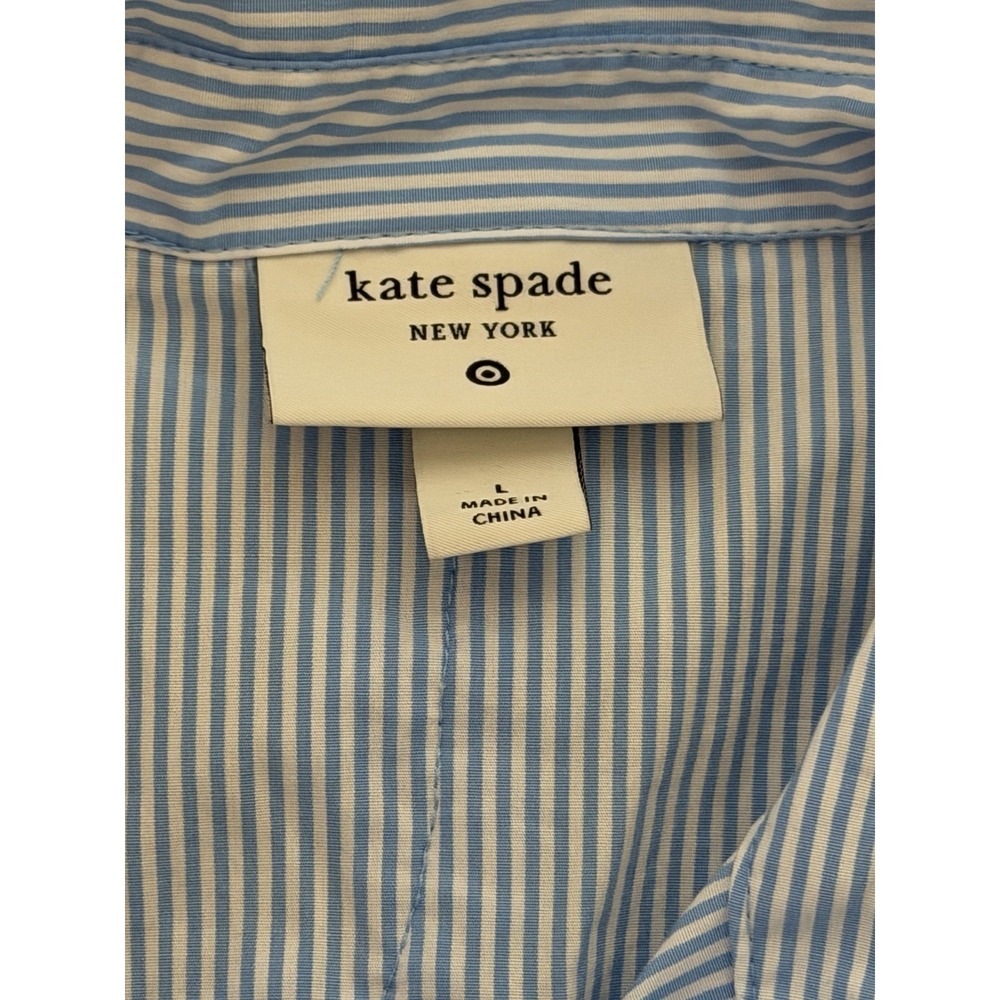 kate spade Light Blue Striped Ruffle Midi Dress - Picture 9 of 9